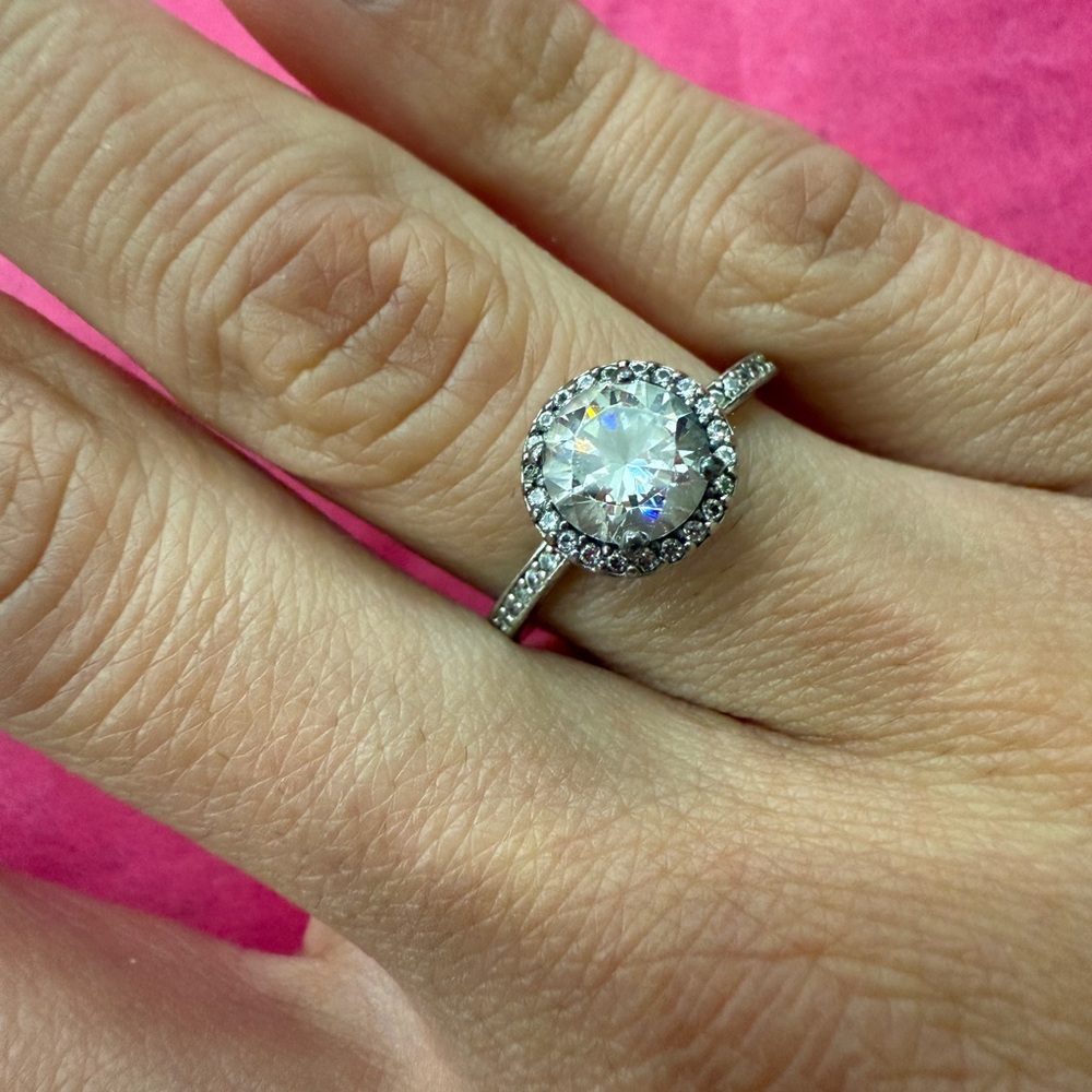 Pandora Silver Halo Ring. Size 6.